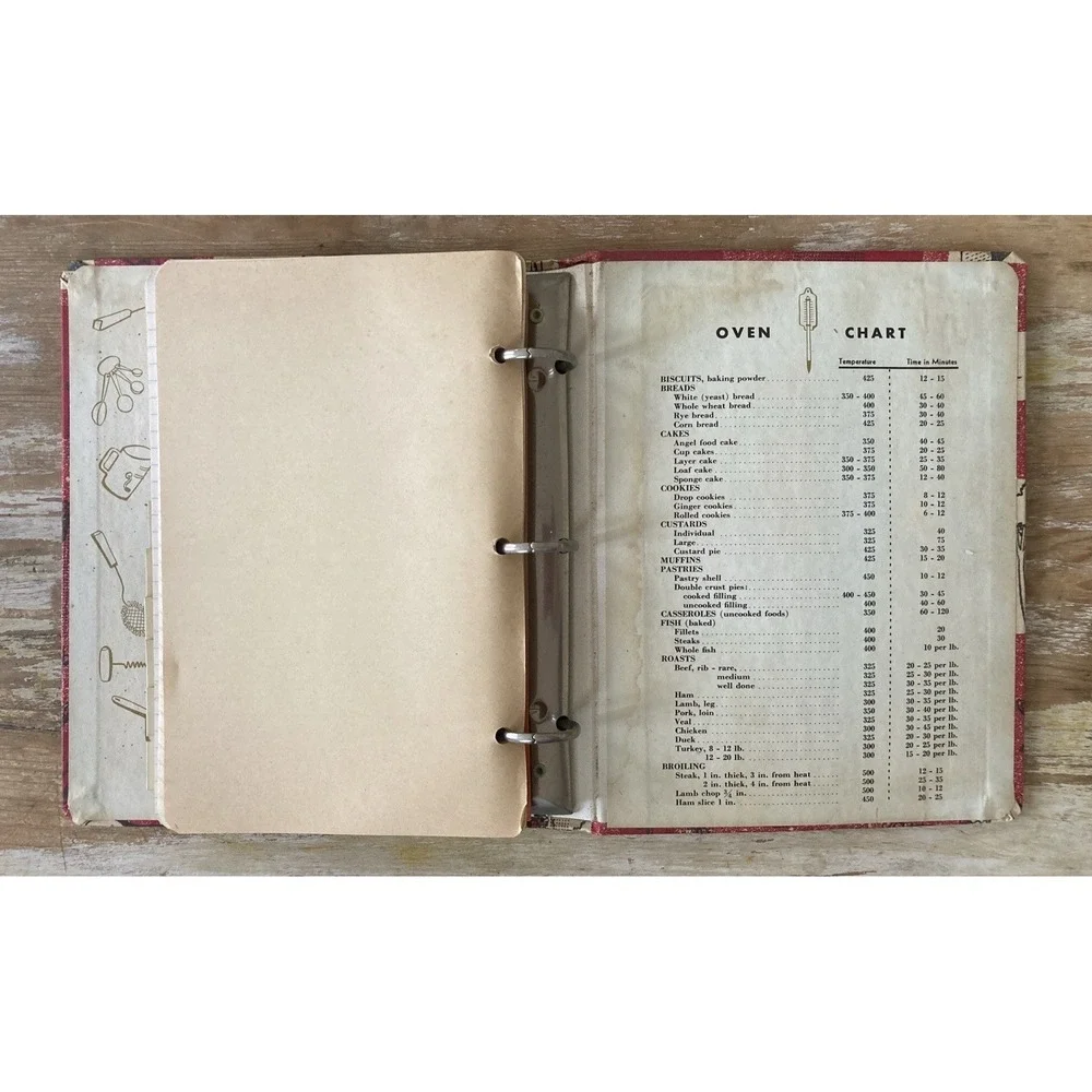 Vintage kitchen cooking storage loose leaf notebook  My Recipie Book 1950s 1960s